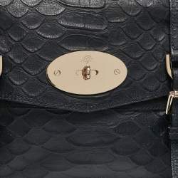 Mulberry Navy Blue Python Embossed Leather Alexa Satchel