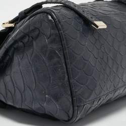 Mulberry Navy Blue Python Embossed Leather Alexa Satchel
