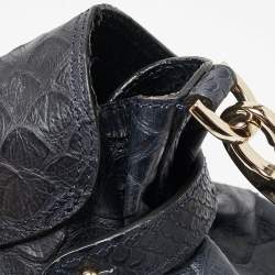 Mulberry Navy Blue Python Embossed Leather Alexa Satchel