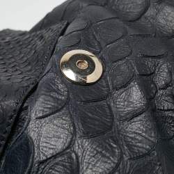 Mulberry Navy Blue Python Embossed Leather Alexa Satchel