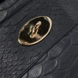 Mulberry Navy Blue Python Embossed Leather Alexa Satchel
