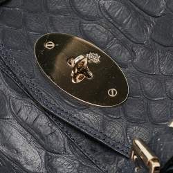 Mulberry Navy Blue Python Embossed Leather Alexa Satchel