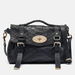 Mulberry Navy Blue Python Embossed Leather Alexa Satchel