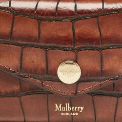 Mulberry Brown Croc Embossed Leather Trifold Wallet