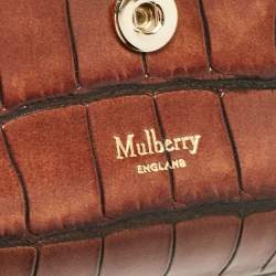 Mulberry Brown Croc Embossed Leather Trifold Wallet
