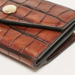 Mulberry Brown Croc Embossed Leather Trifold Wallet