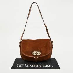 Pre Owned Mulberry Brown Suede and Leather Braided Accent Flap Crossbody Bag