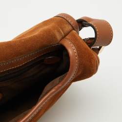 Pre Owned Mulberry Brown Suede and Leather Braided Accent Flap Crossbody Bag