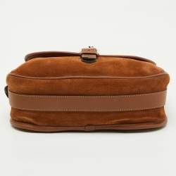 Pre Owned Mulberry Brown Suede and Leather Braided Accent Flap Crossbody Bag