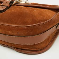 Pre Owned Mulberry Brown Suede and Leather Braided Accent Flap Crossbody Bag