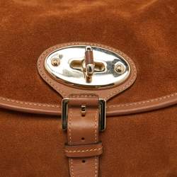 Pre Owned Mulberry Brown Suede and Leather Braided Accent Flap Crossbody Bag