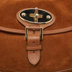 Pre Owned Mulberry Brown Suede and Leather Braided Accent Flap Crossbody Bag
