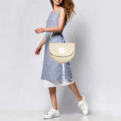 Mulberry Off White Leather Daria Logo Flap Shoulder Bag