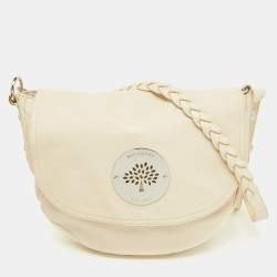 Mulberry Off White Leather Daria Logo Flap Shoulder Bag
