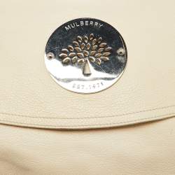 Mulberry Off White Leather Daria Logo Flap Shoulder Bag