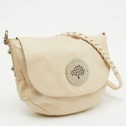 Mulberry Off White Leather Daria Logo Flap Shoulder Bag