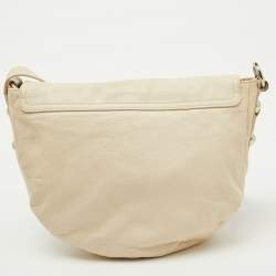 Mulberry Off White Leather Daria Logo Flap Shoulder Bag