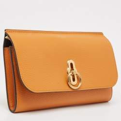 Pre Owned Mulberry Orange Leather Amberley Clutch