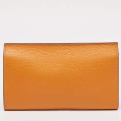 Pre Owned Mulberry Orange Leather Amberley Clutch