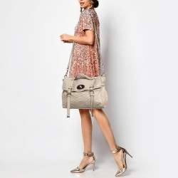 Mulberry Beige Python Embossed Leather Oversized Alexa Satchel