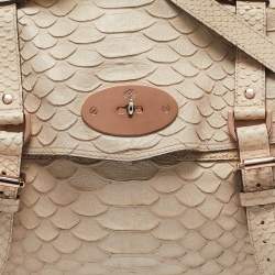 Mulberry Beige Python Embossed Leather Oversized Alexa Satchel