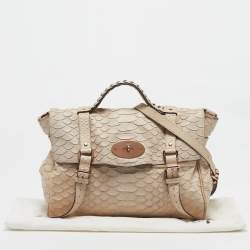 Mulberry Beige Python Embossed Leather Oversized Alexa Satchel
