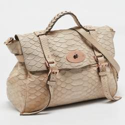 Mulberry Beige Python Embossed Leather Oversized Alexa Satchel