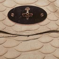 Mulberry Beige Python Embossed Leather Oversized Alexa Satchel