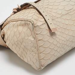 Mulberry Beige Python Embossed Leather Oversized Alexa Satchel