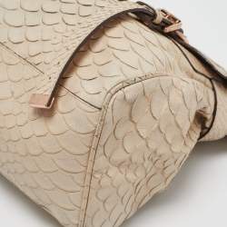 Mulberry Beige Python Embossed Leather Oversized Alexa Satchel