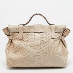 Mulberry Beige Python Embossed Leather Oversized Alexa Satchel