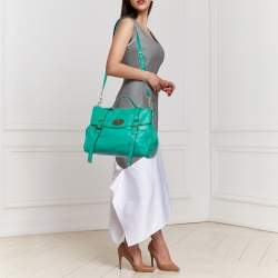 Mulberry Green Leather Alexa Flap Top Handle Bag