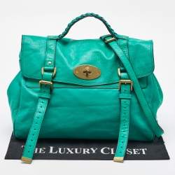 Mulberry Green Leather Alexa Flap Top Handle Bag