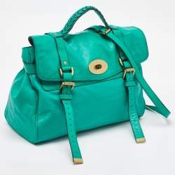 Mulberry Green Leather Alexa Flap Top Handle Bag