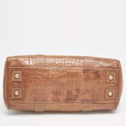 Mulberry Brown Croc Embossed Leather Bayswater Satchel