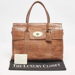 Mulberry Brown Croc Embossed Leather Bayswater Satchel