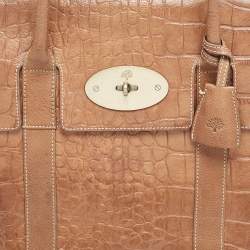 Mulberry Brown Croc Embossed Leather Bayswater Satchel