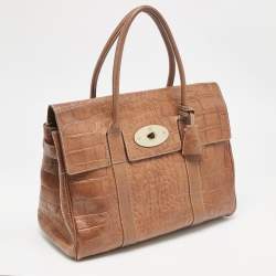 Mulberry Brown Croc Embossed Leather Bayswater Satchel