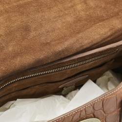 Mulberry Brown Croc Embossed Leather Bayswater Satchel