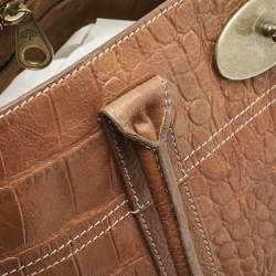 Mulberry Brown Croc Embossed Leather Bayswater Satchel