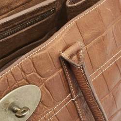 Mulberry Brown Croc Embossed Leather Bayswater Satchel