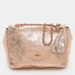 Mulberry Rose Gold Leather Small Lily Shoulder Bag