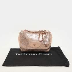 Mulberry Rose Gold Leather Small Lily Shoulder Bag