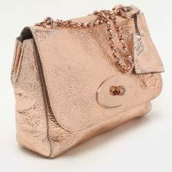 Mulberry Rose Gold Leather Small Lily Shoulder Bag