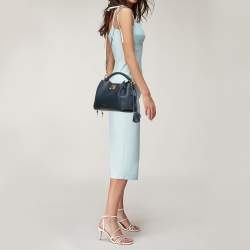 Pre Owned Mulberry Navy Blue Leather Small Iris Top Handle Bag