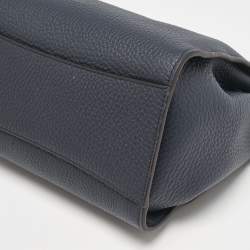 Pre Owned Mulberry Navy Blue Leather Small Iris Top Handle Bag