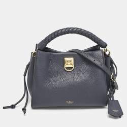 Pre Owned Mulberry Navy Blue Leather Small Iris Top Handle Bag