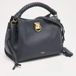 Pre Owned Mulberry Navy Blue Leather Small Iris Top Handle Bag