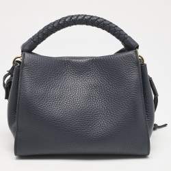 Pre Owned Mulberry Navy Blue Leather Small Iris Top Handle Bag