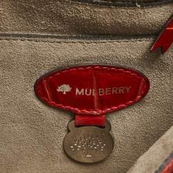 Mulberry Red Croc Embossed Leather Bayswater Flap Shoulder Bag